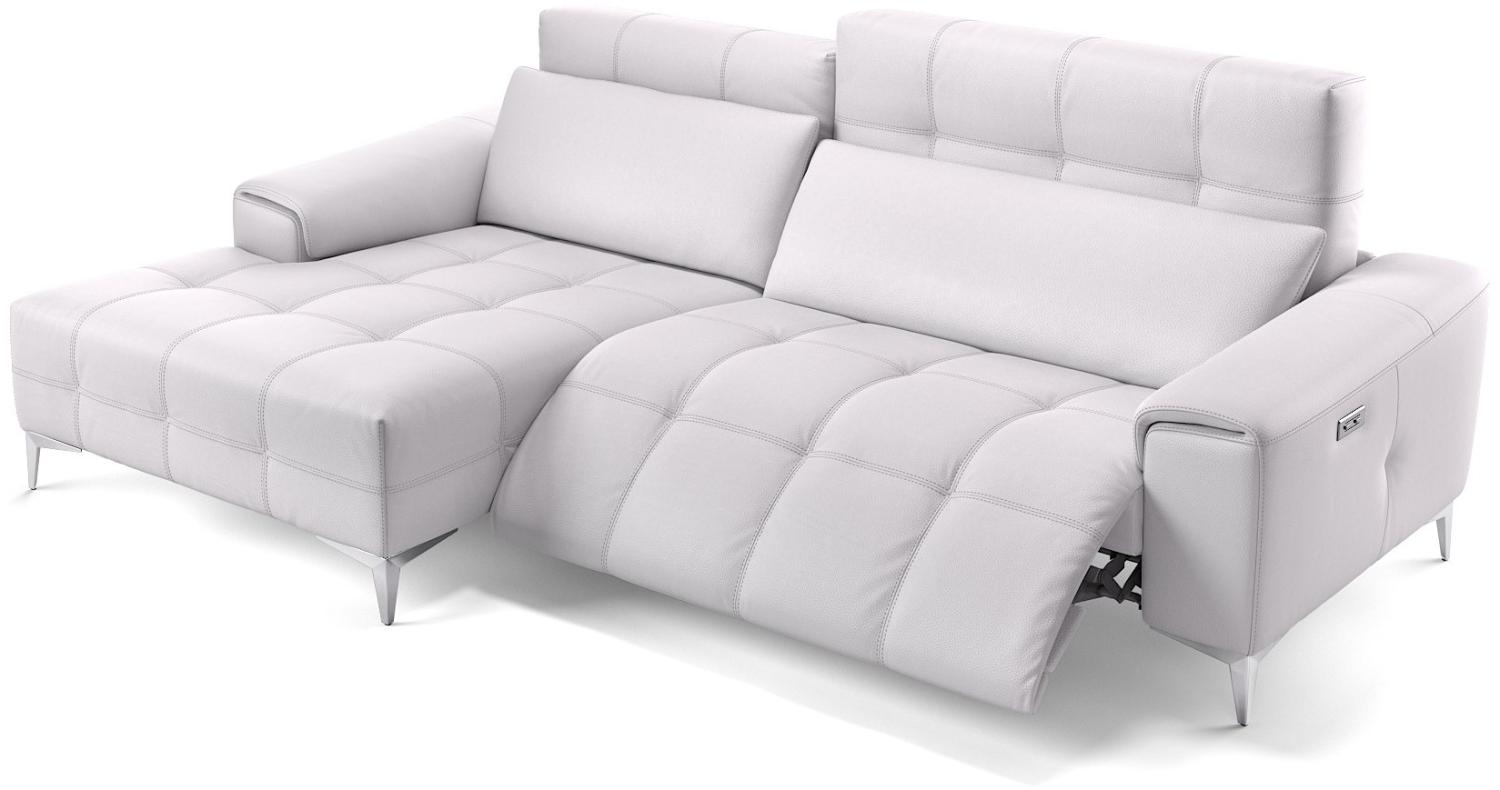 Sofanella SALENTO Ecksofa Ledercouch Funktionssofa Sofa in Weiß S: 217 x 163 Breite x 100 Tiefe Bild 1