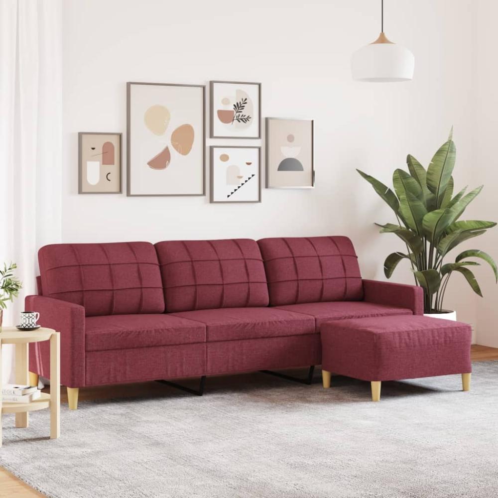 vidaXL 3-Sitzer-Sofa mit Hocker Weinrot 210 cm Stoff 3278255 Bild 1