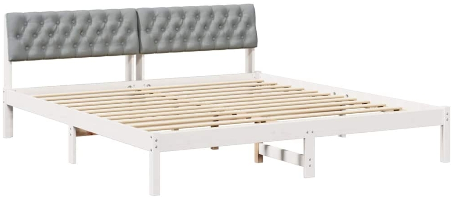 vidaXL Bettgestell Weiß und Hellgrau 180 x 200 cm Massivholz Kiefer 3394347 Bild 1