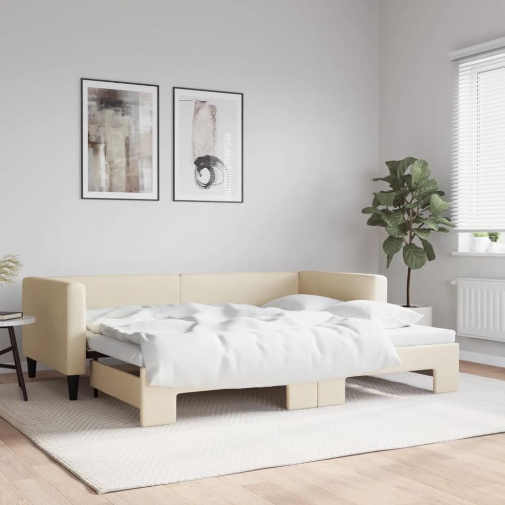 vidaXL Tagesbett Ausziehbar Creme 90x200 cm Stoff 3196582 Bild 1