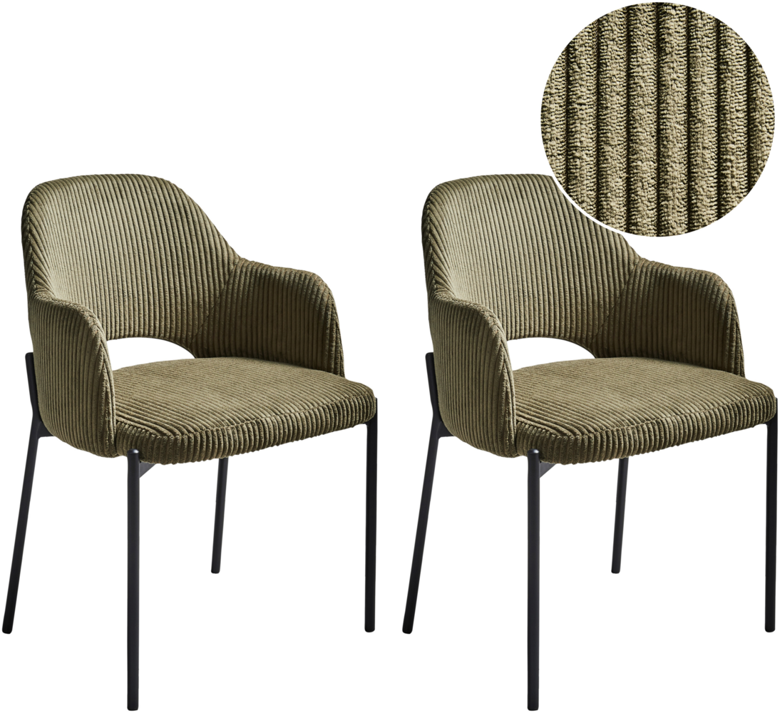 Esszimmerstuhl 2er Set RATON Cord Olivgrün Bild 1