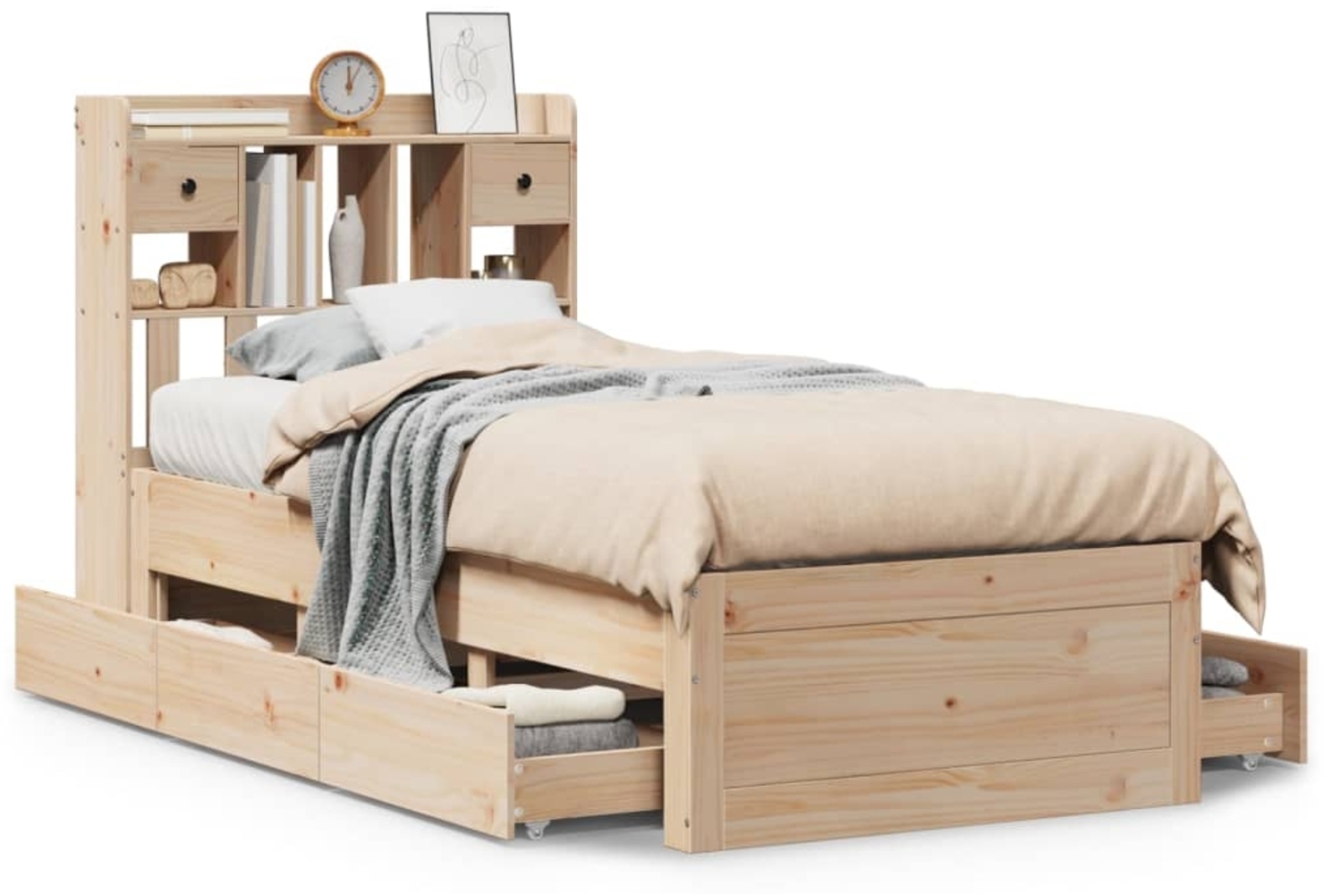 vidaXL Bücherregalbett ohne Matratze 75x190 cm Massivholz Kiefer 3308984 Bild 1