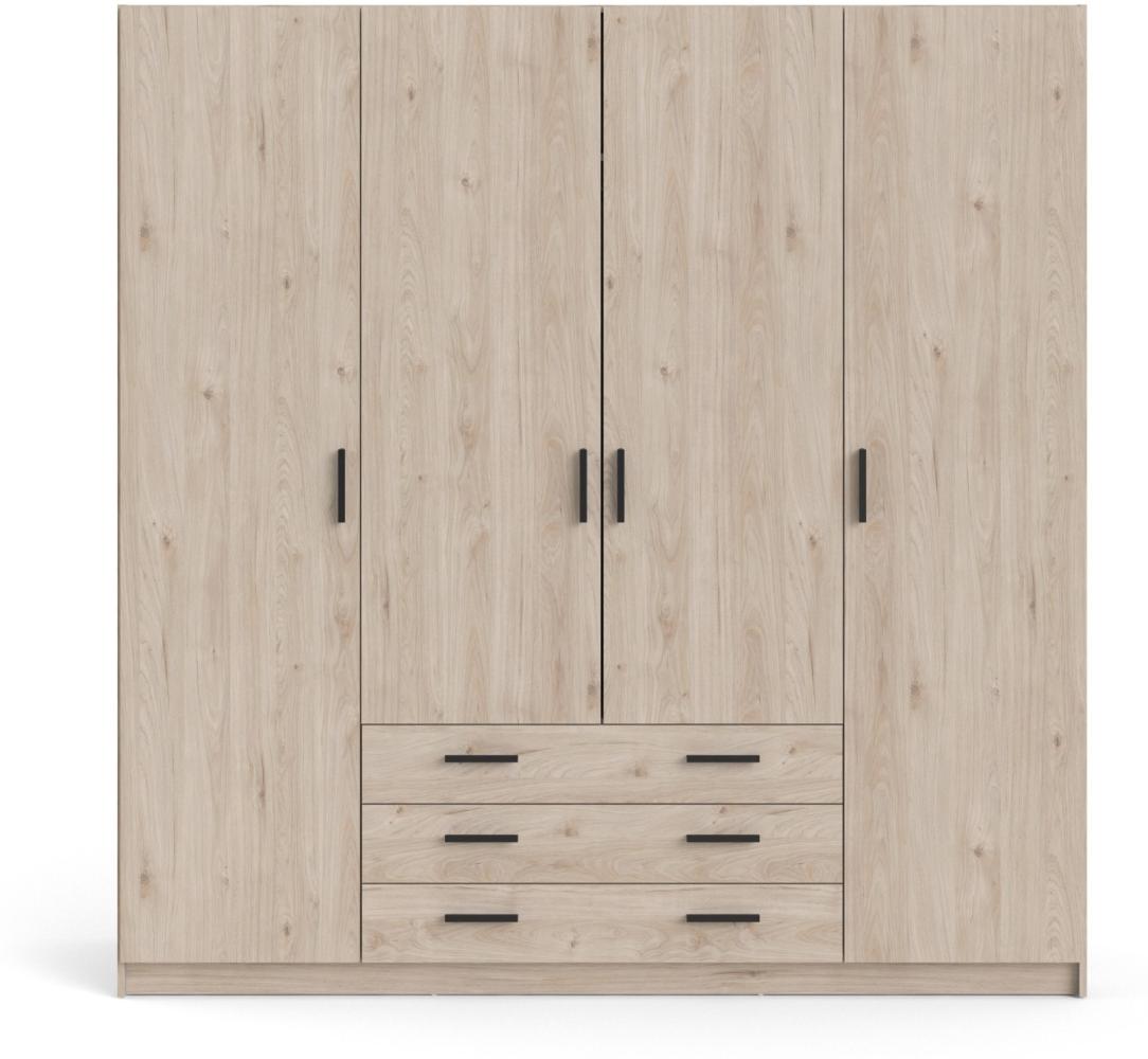 Spell Kleiderschrank B183cm 4 Türen 3 Schubladen Hickory Schlafzimmer Schrank Bild 1