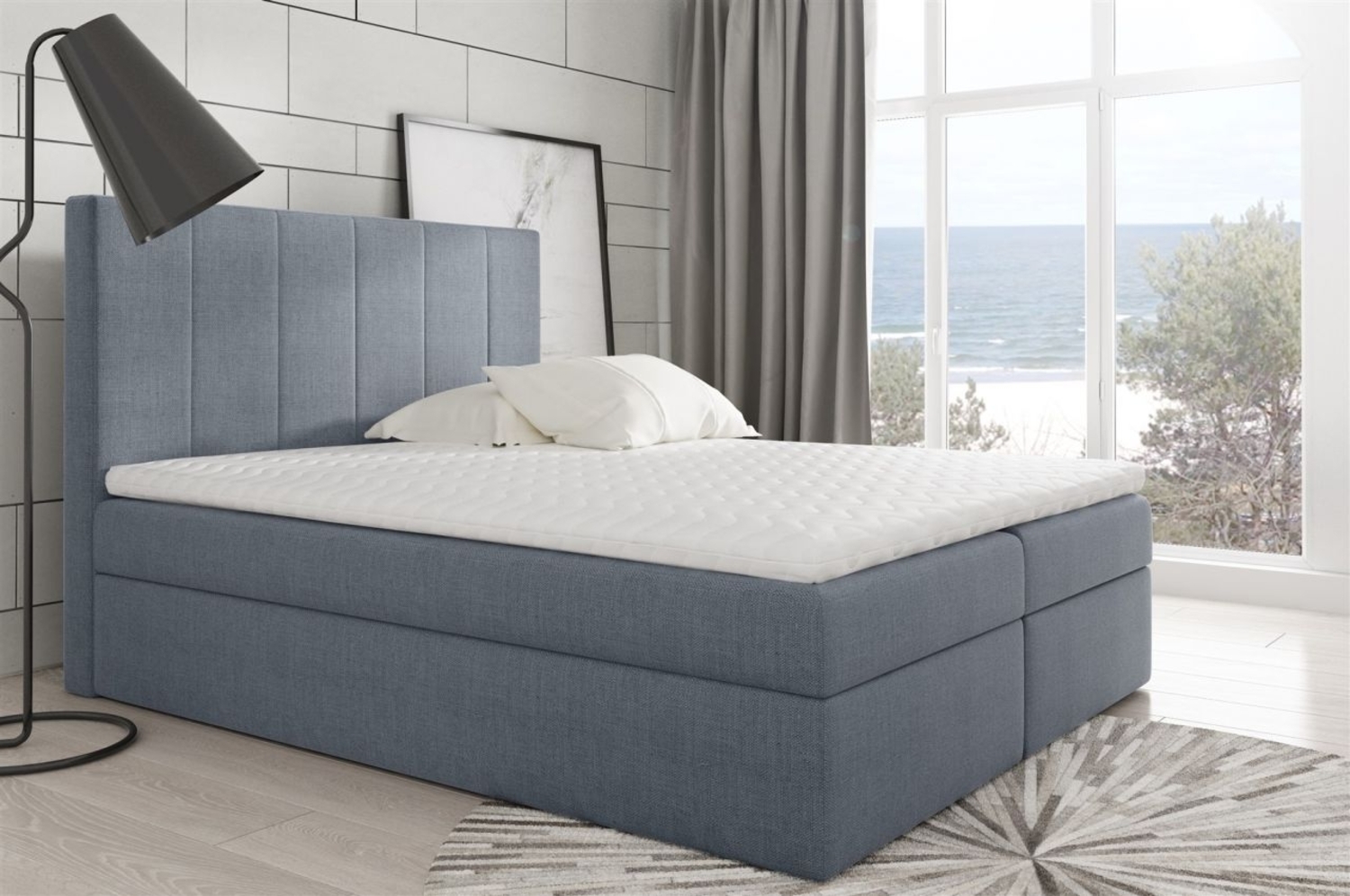 Boxspringbett MARIBEL 180x200 cm Stoff Grau Bild 1