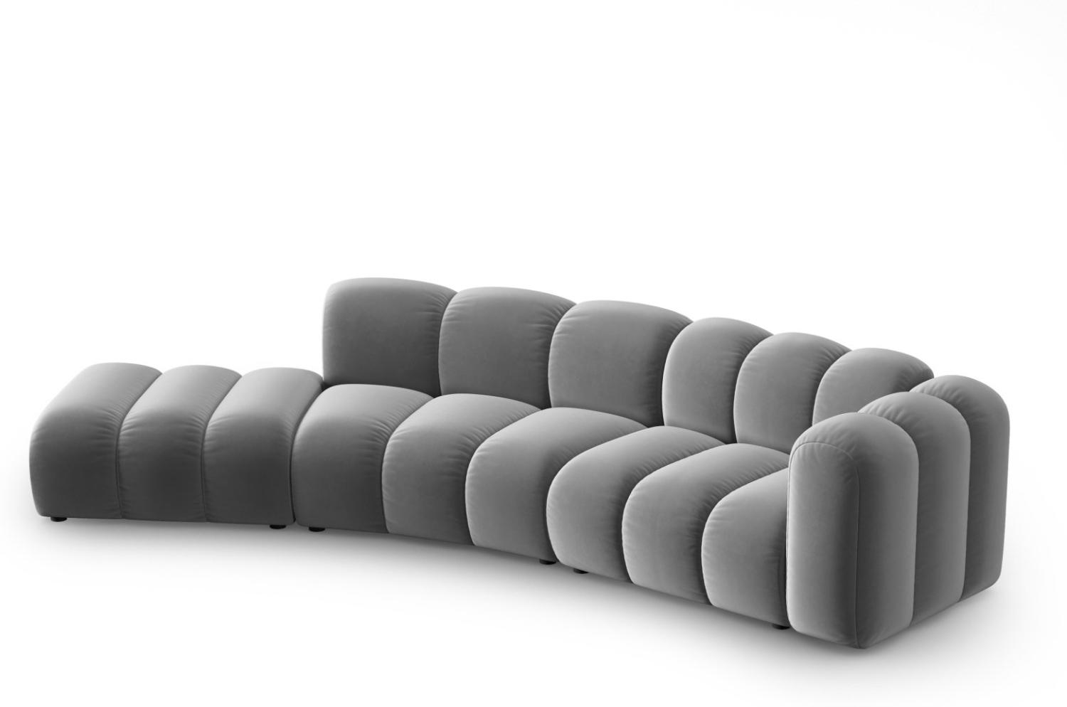 Micadoni Modulares Sofa Lupine 5-Sitzer Links Samtstoff Grau Bild 1