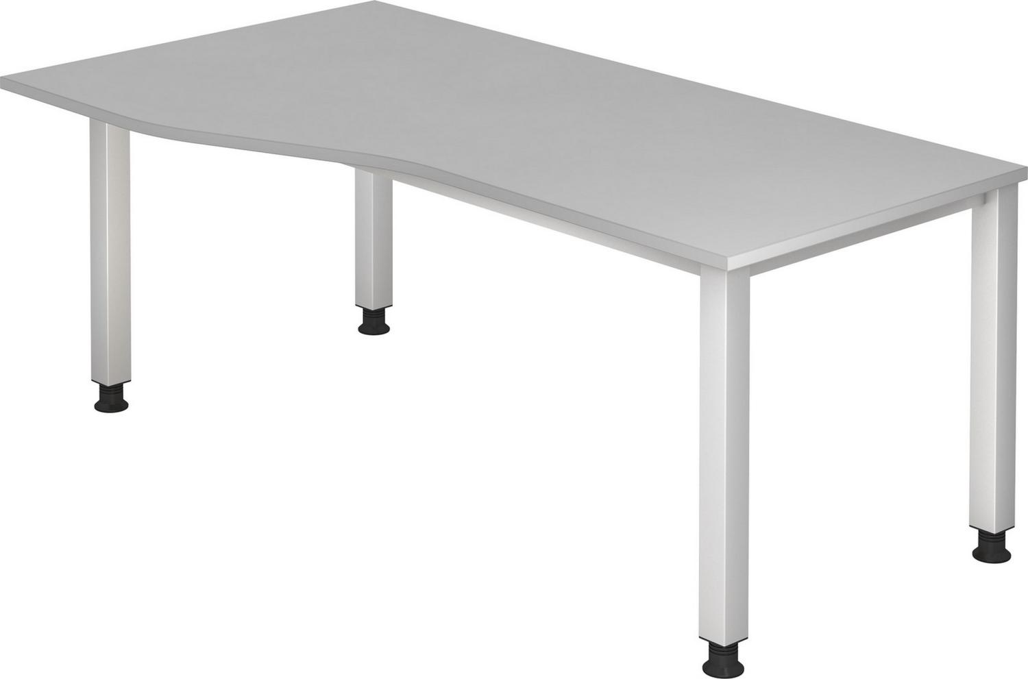 bümö Schreibtisch Q-Serie höhenverstellbar, Tischplatte 180 x 100 cm in grau, Gestell in silber, QS-18-5 Bild 1