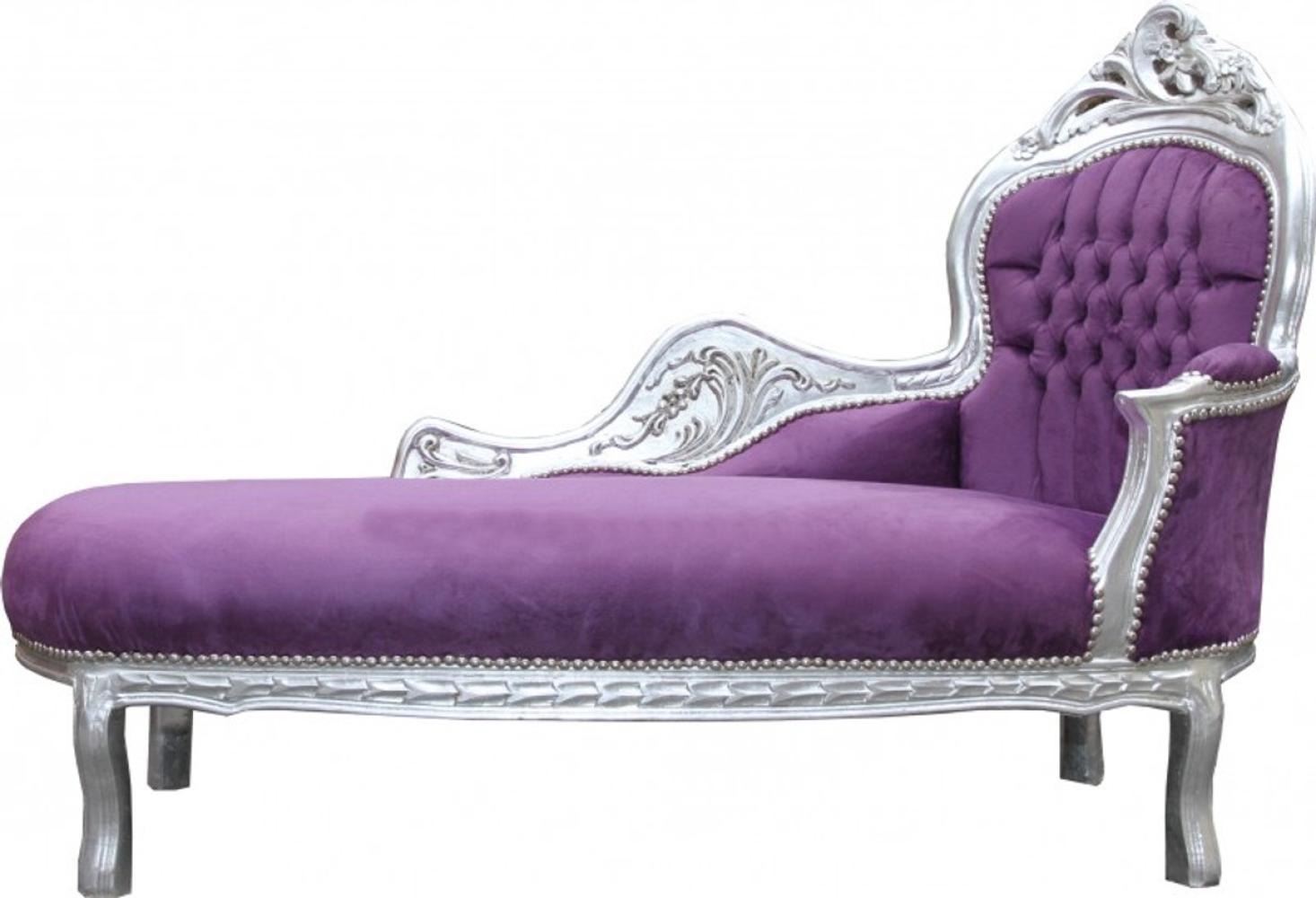 Casa Padrino Barock Chaiselongue Mod2 Lila/Silber - Barock Möbel Bild 1