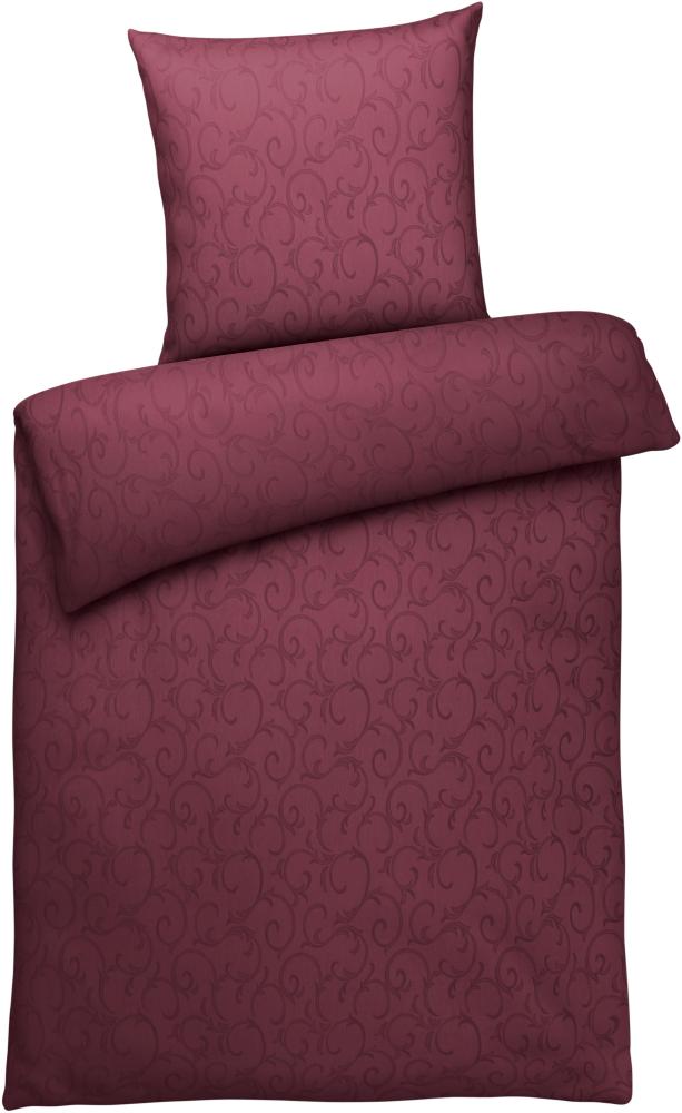 Carpe Sonno Damast Bettwäsche aus 100% Baumwolle - Ornamente Modern, Bordeaux, 155 x 220 cm + 1x (80cm x 80cm) Bild 1