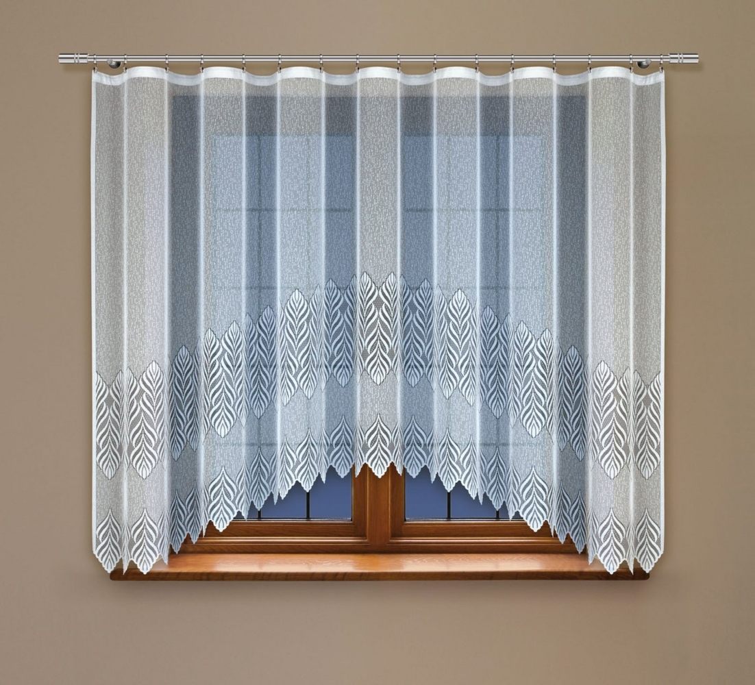 HAFT Gardine 24870 Bogengardine Weiß Jacquard Stoff, Kräuselband, 160x300 cm (HxB) Bild 1
