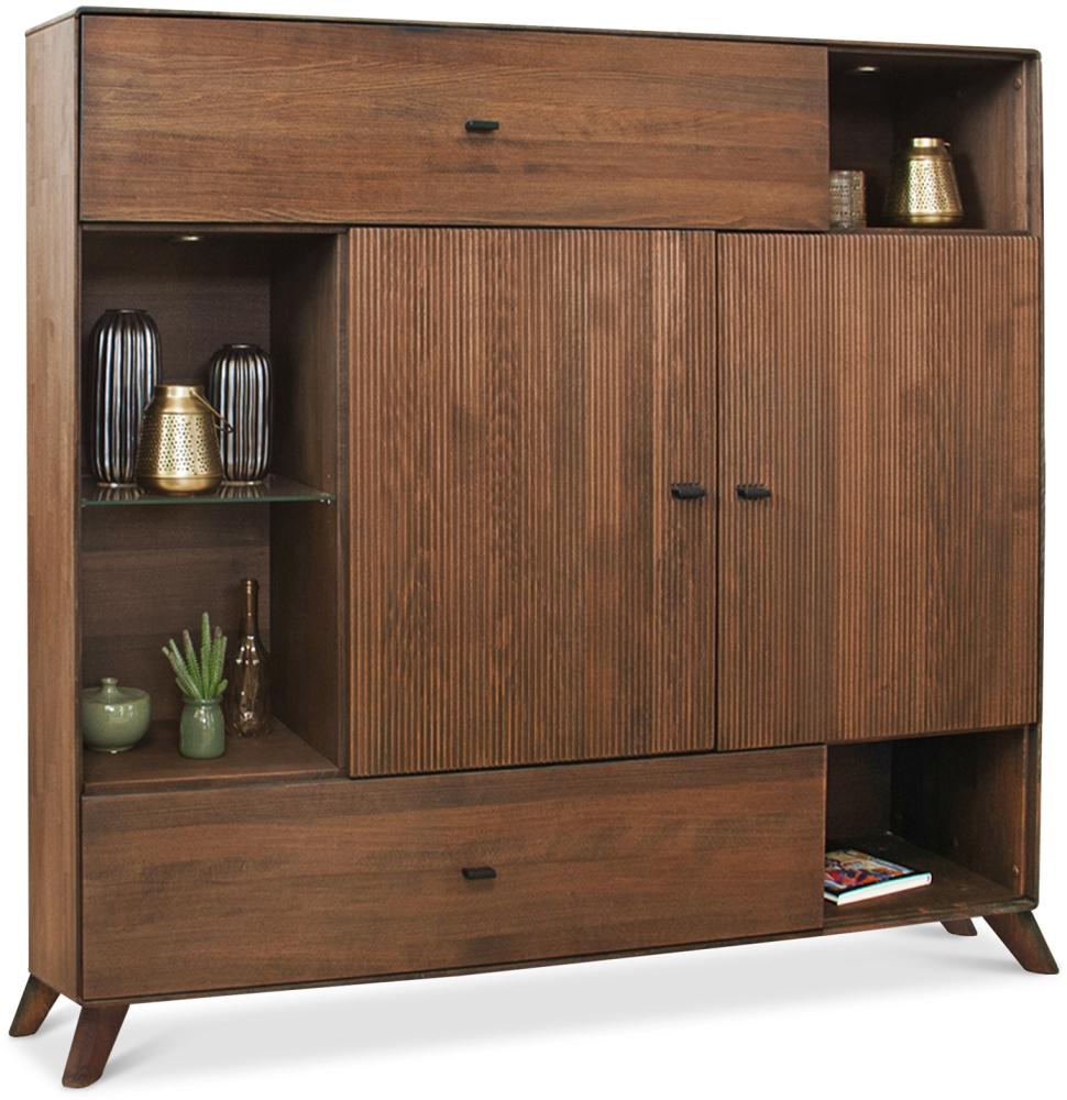 Möbel-Eins JAKARTA Highboard II, Material Massivholz, Kernbuche Tabak geölt Bild 1