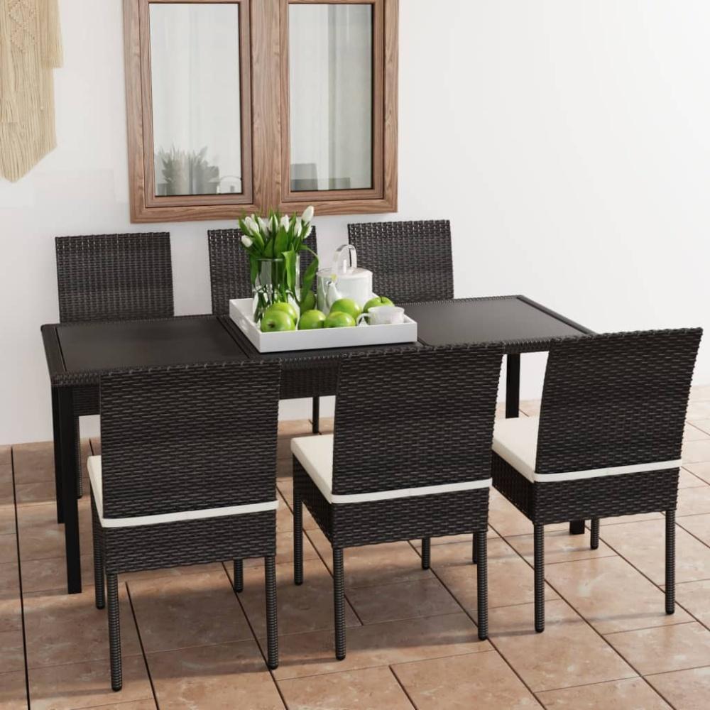 vidaXL 7-tlg. Garten-Essgruppe Poly Rattan Schwarz 3065697 Bild 1