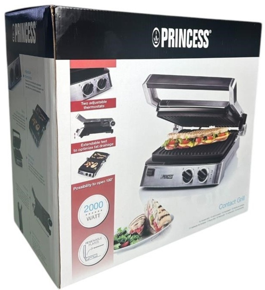 Princess 117300 Kontaktgrill Paninigrill 2.000 Watt Edelstahl Bild 1