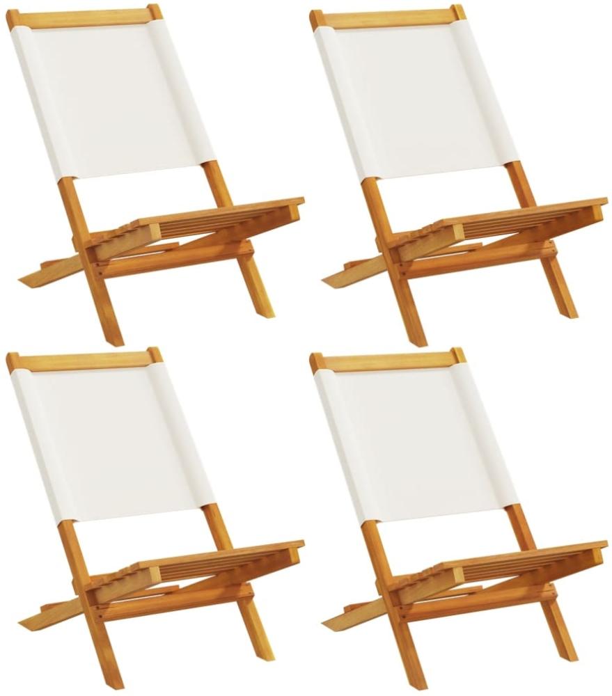 vidaXL Gartenstühle 4 Stk. Klappbar Cremeweiß Stoff und Massivholz 3214637 Bild 1