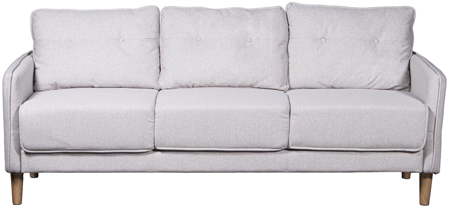 DRW 3-Sitzer-Sofa aus Polyester mit Beinen aus Holz, Gummi, Hellgrau, 189 x 75 x 86 cm Bild 1