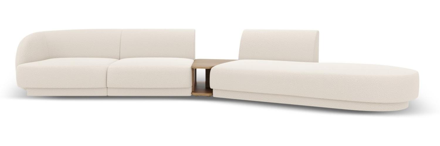 Micadoni Modulares Sofa Miley 4-Sitzer mit 1 Armlehne Rechts Boucle Beige Bild 1