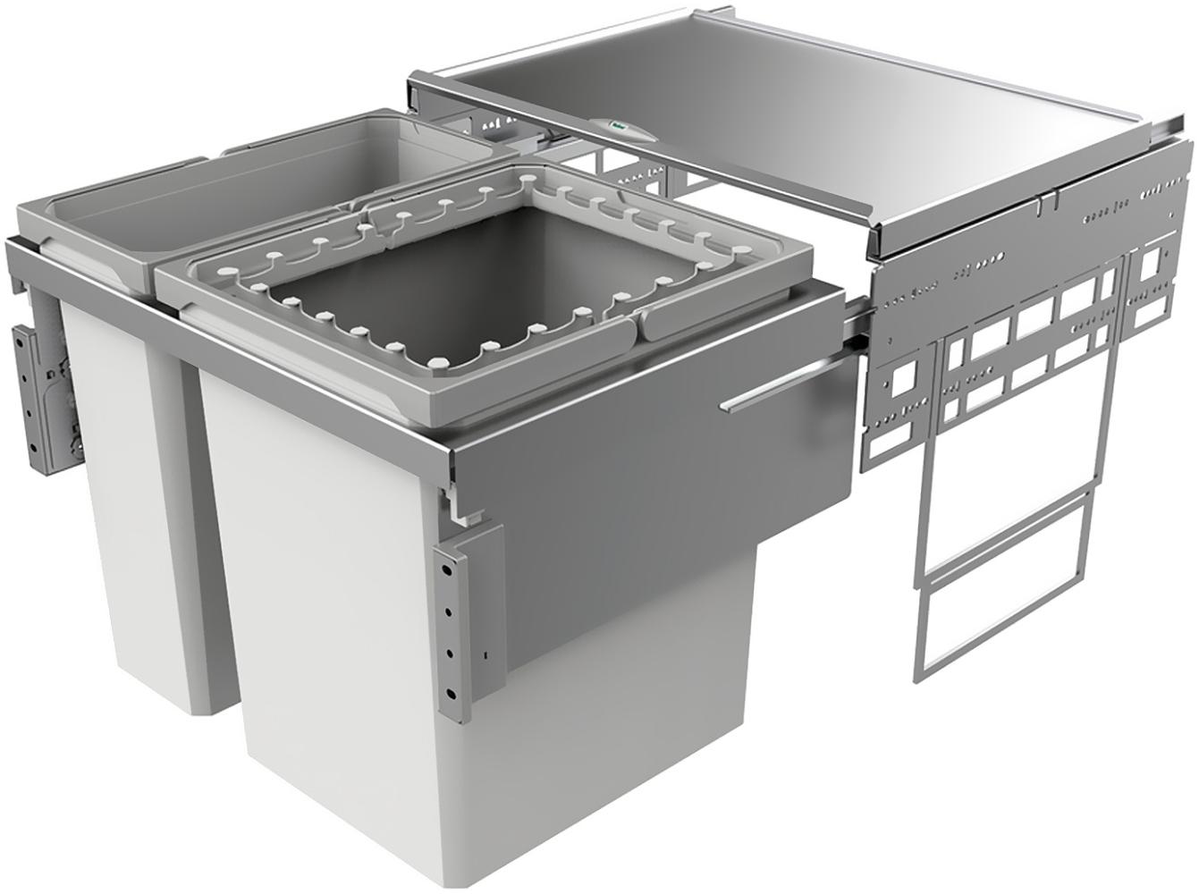 Abfallsorter COX Base 460 R/600-2 hellgrau mit 60 (1x39+1x21) Liter Volumen / Schrankbreite 60 cm / Abfalleimer / Abfallsammler Bild 1