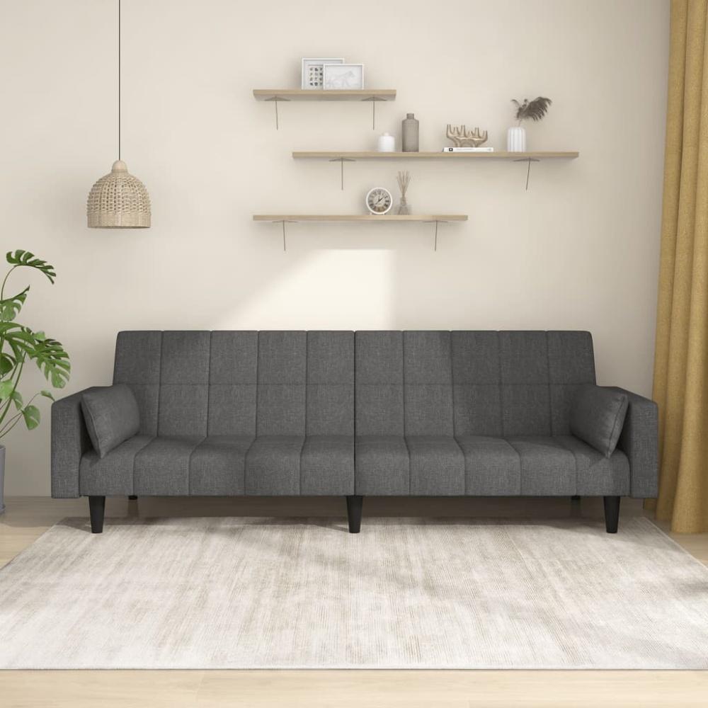 vidaXL Schlafsofa 2-Sitzer mit 2 Kissen Dunkelgrau Stoff 375834 Bild 1