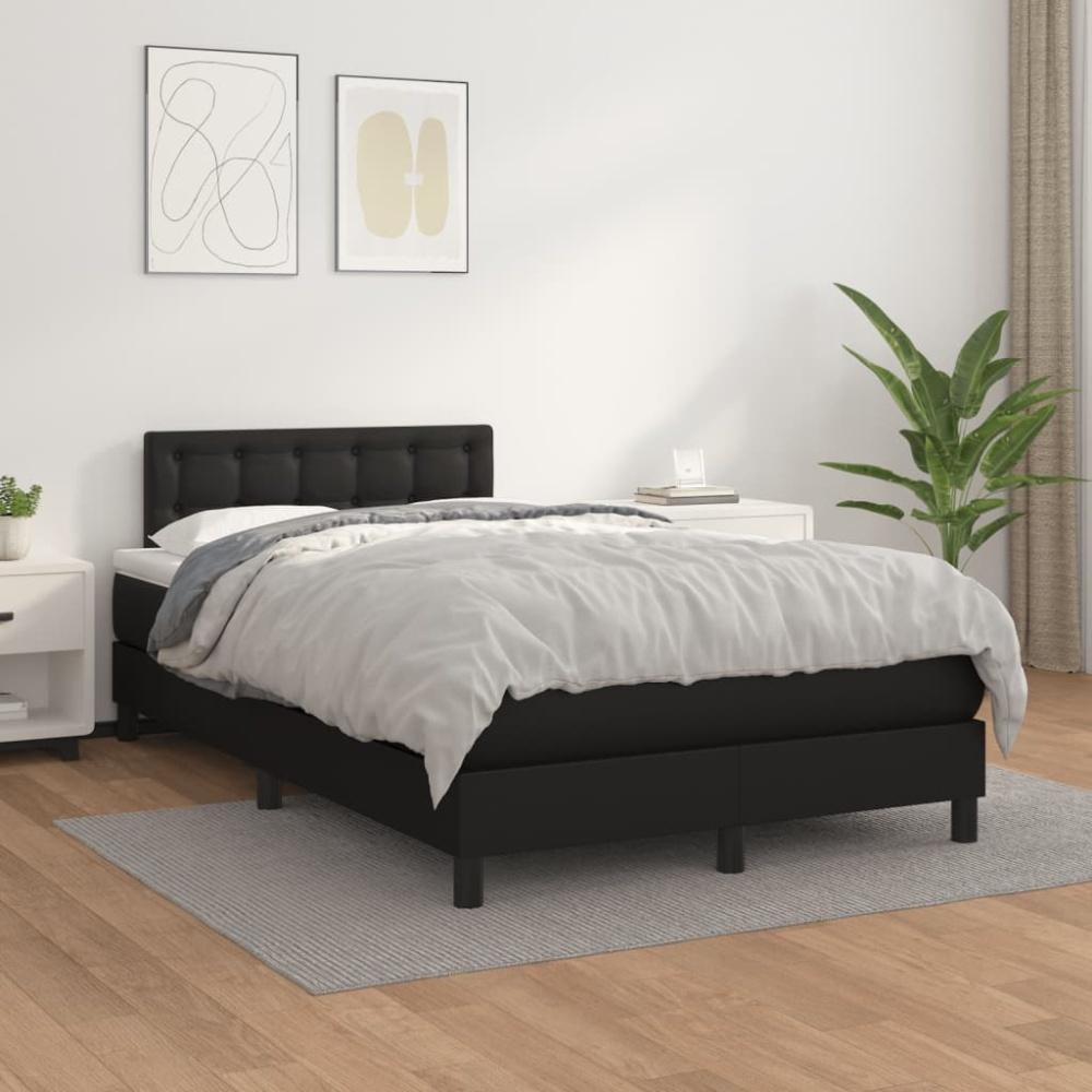 vidaXL Boxspringbett mit Matratze Schwarz 120x200 cm Kunstleder 3141113 Bild 1