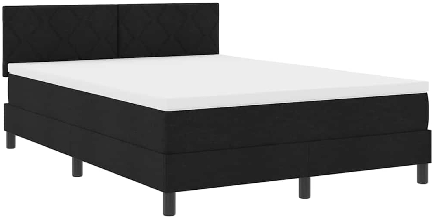 vidaXL Boxspringbett mit Matratze Schwarz 140 x 190 cm Stoff 3338764 Bild 1