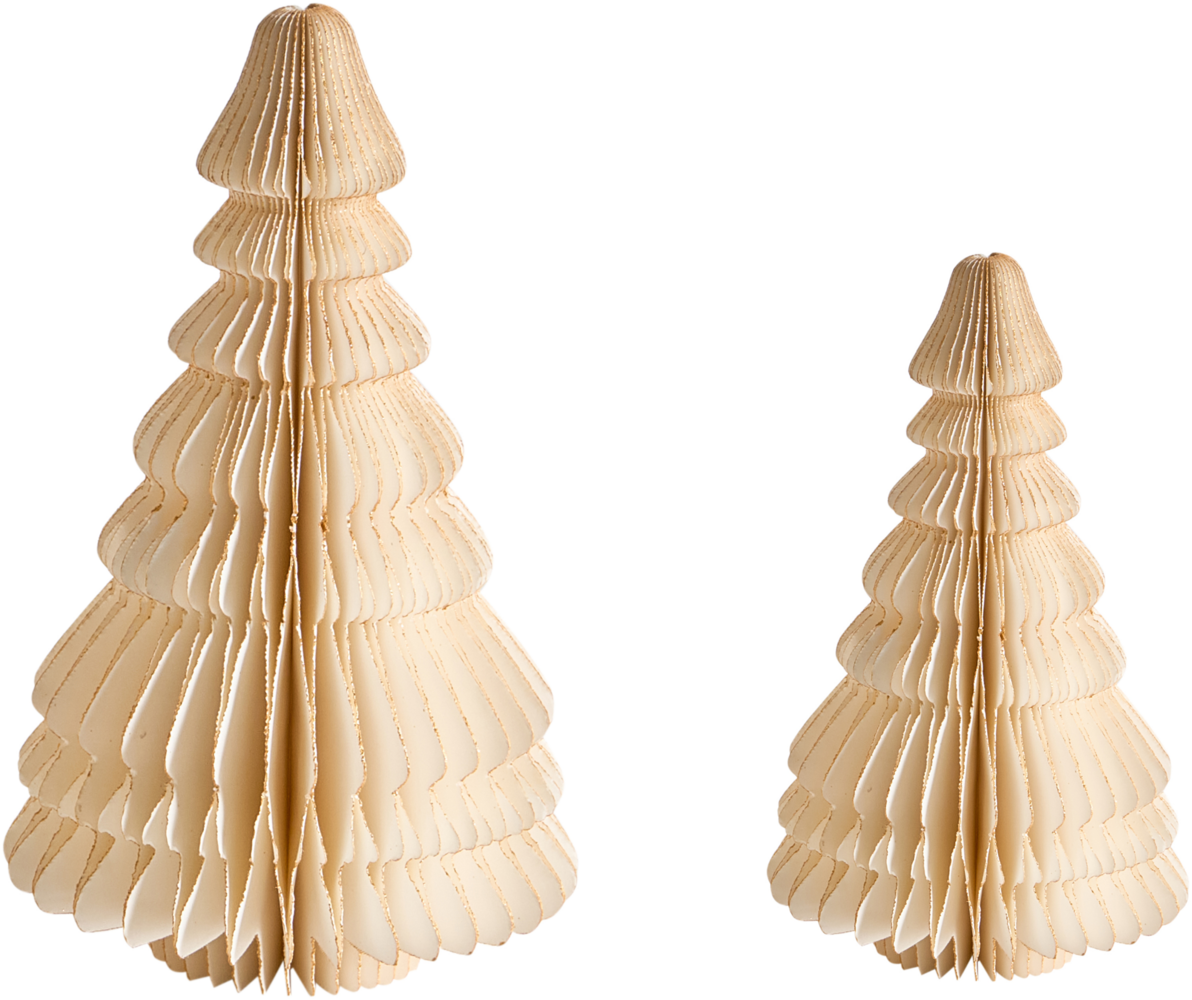 Dekofiguren 2er Set SKJOMA Weihnachtsbaum 15 20 cm Beige Bild 1