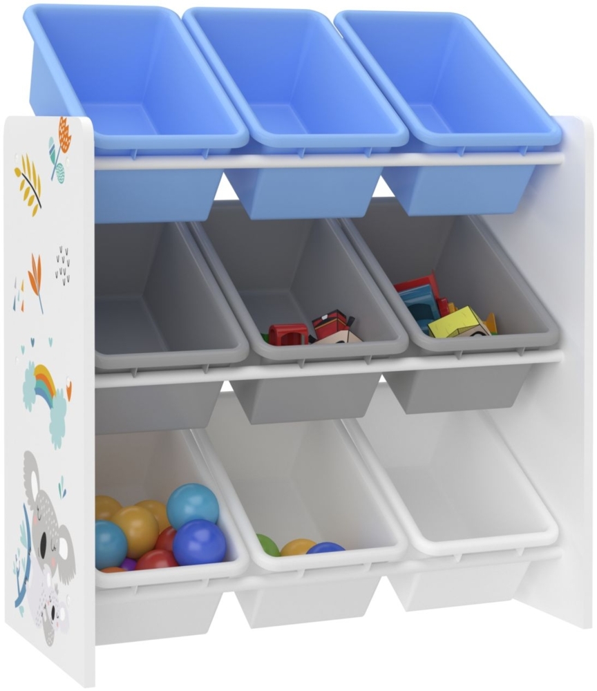 DELUKE® Kinder Spielzeugkisten Regal TRELO - 9 Kisten Kinderregal mit Kisten Spielzeugaufbewahrungsboxen Blau Bild 1