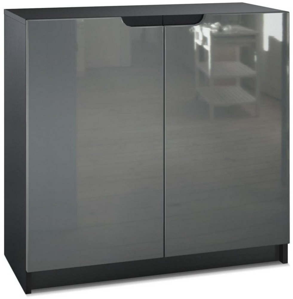 Vladon Sideboard Logan, Kommode mit 2 Türen, Schwarz matt/Grau Hochglanz (82 x 78 x 37 cm) Bild 1