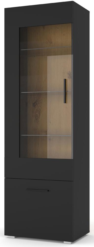 Domando Vitrine Corleone Modern Breite 60cm, schicker Farbkontrast in Schwarz Matt und Artisan Eiche Bild 1