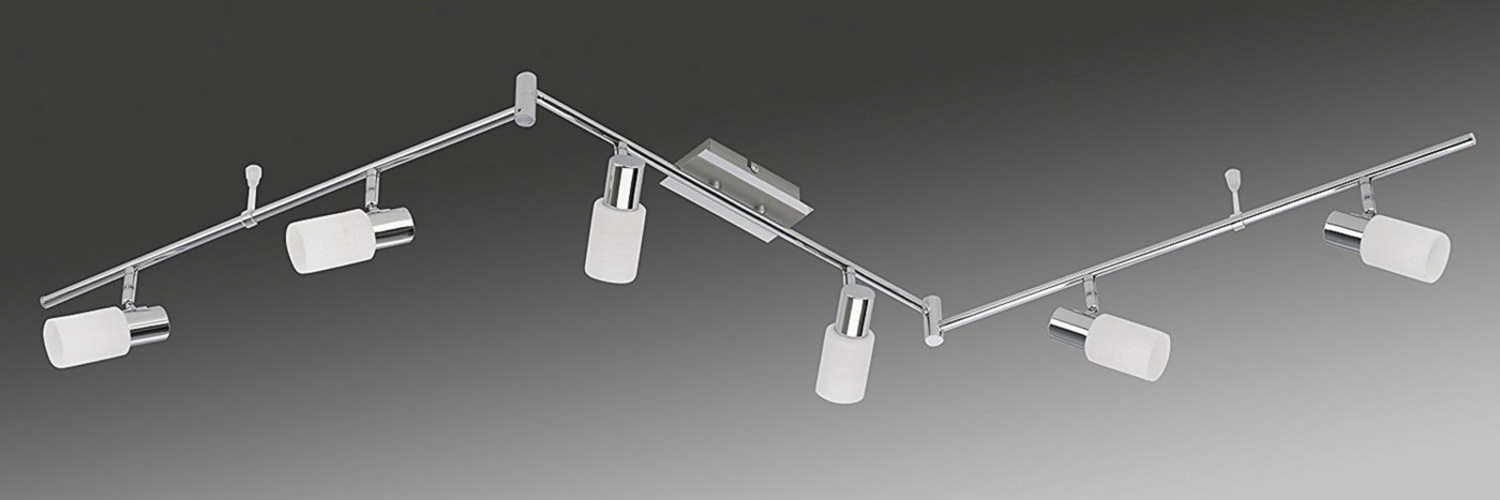 TRANGO LED Deckenstrahler, 6-flammig 2007-68 LED Deckenstrahler Chrom-Optik & Aluminium gebürstet Serie *GRACE* inkl. 6x G9 LED Leuchtmittel 3.000K warmweiße Lichtfarbe Badleuchte, Flurleuchte, Küchenleuchte, Schwenkbare LED Deckenlampe, Kronleuchter Bild 1