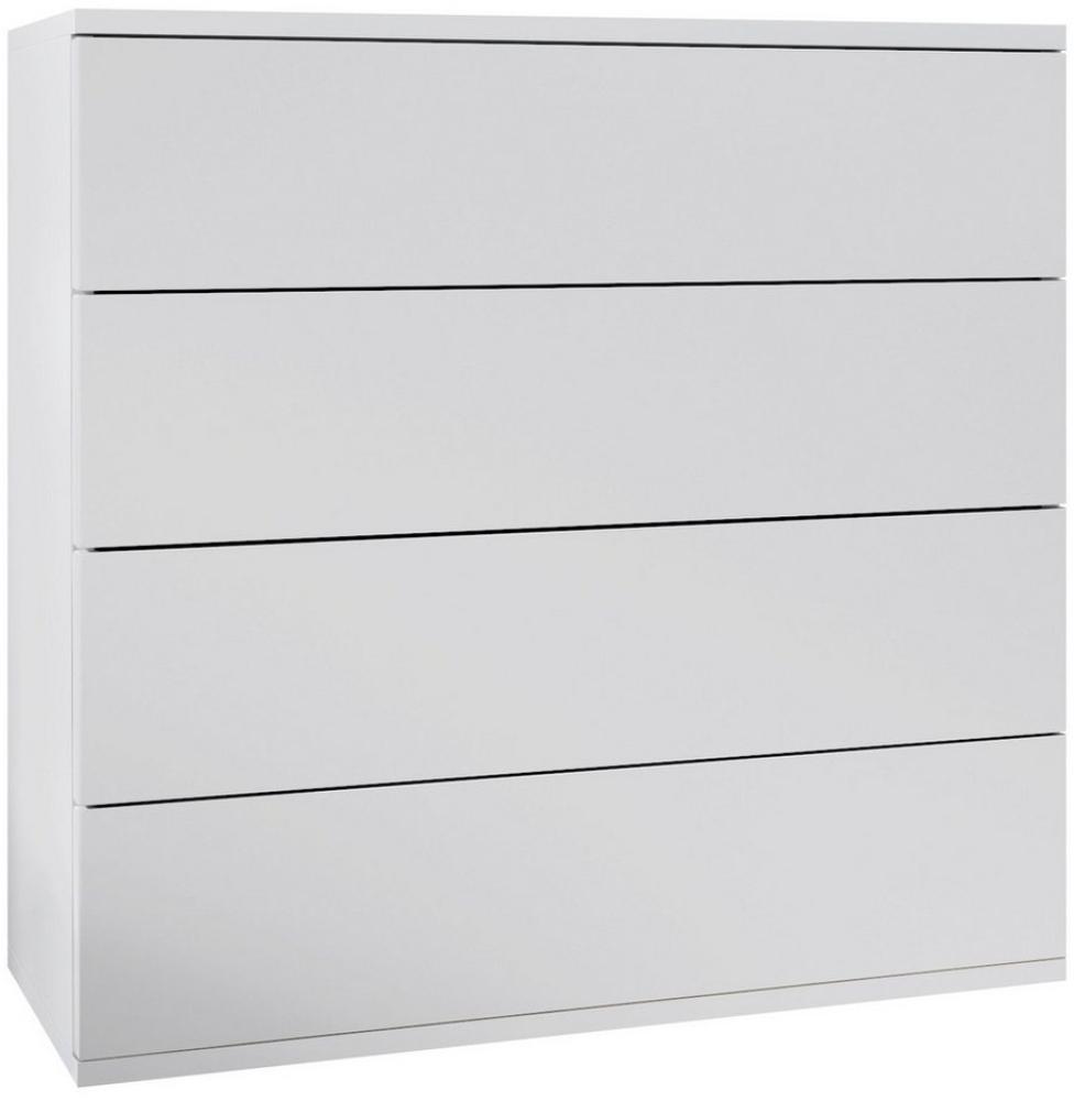 Vladon Kommode Pavos V3 (Sideboard hängend, mit 4 Schubladen), Weiß matt/Weiß matt (76 x 94 x 35 cm) Bild 1