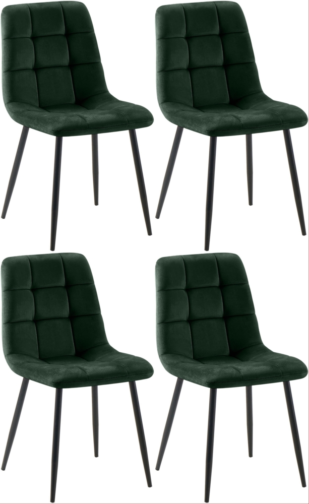 CLP 4er Set Esszimmerstühle Antibes Samtbezüge bis 150 kg belastbar,grün Bild 1