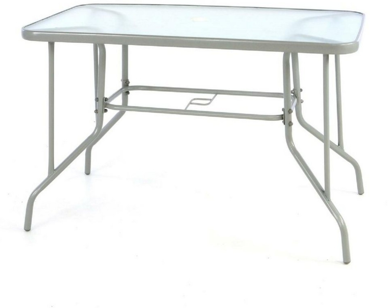 VCM Gartentisch Stahltisch mit Glasplatte und Schirmständerloch Bild 1