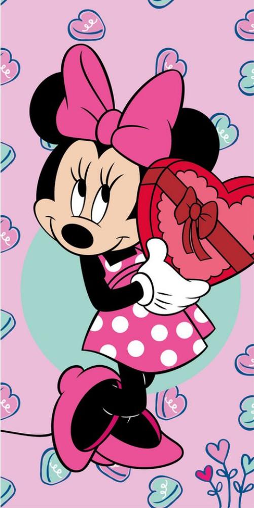 Disney Minnie Mouse Badetuch Duschtuch Badetuch Minnie Mouse Heart 70 x 140 cm 100% Baumwolle, Baumwolle (1-St) Bild 1