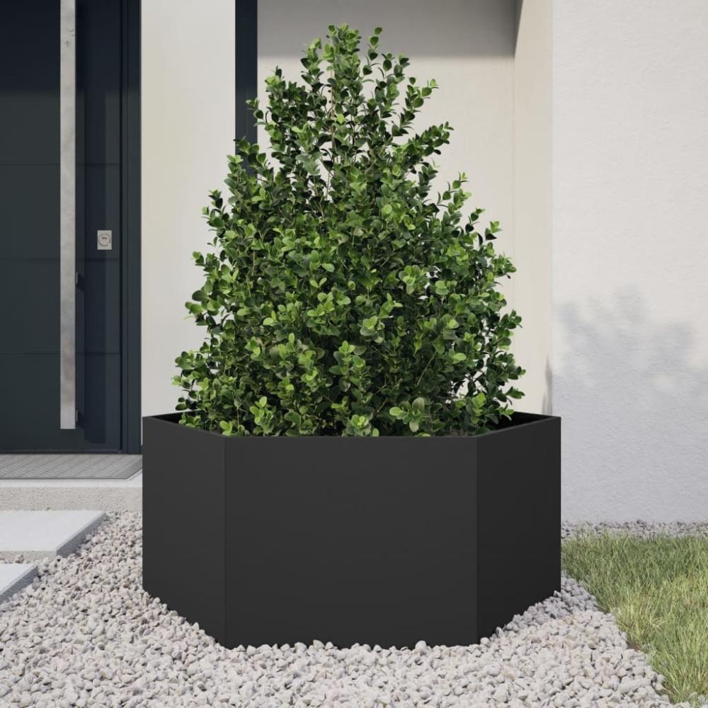 vidaXL Pflanzkübel Schwarz Sechseckig 104x90x45 Stahl 851129 Bild 1