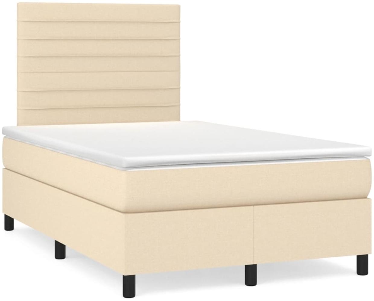 vidaXL Boxspringbett mit Matratze Creme 120x190 cm Stoff 3269893 Bild 1