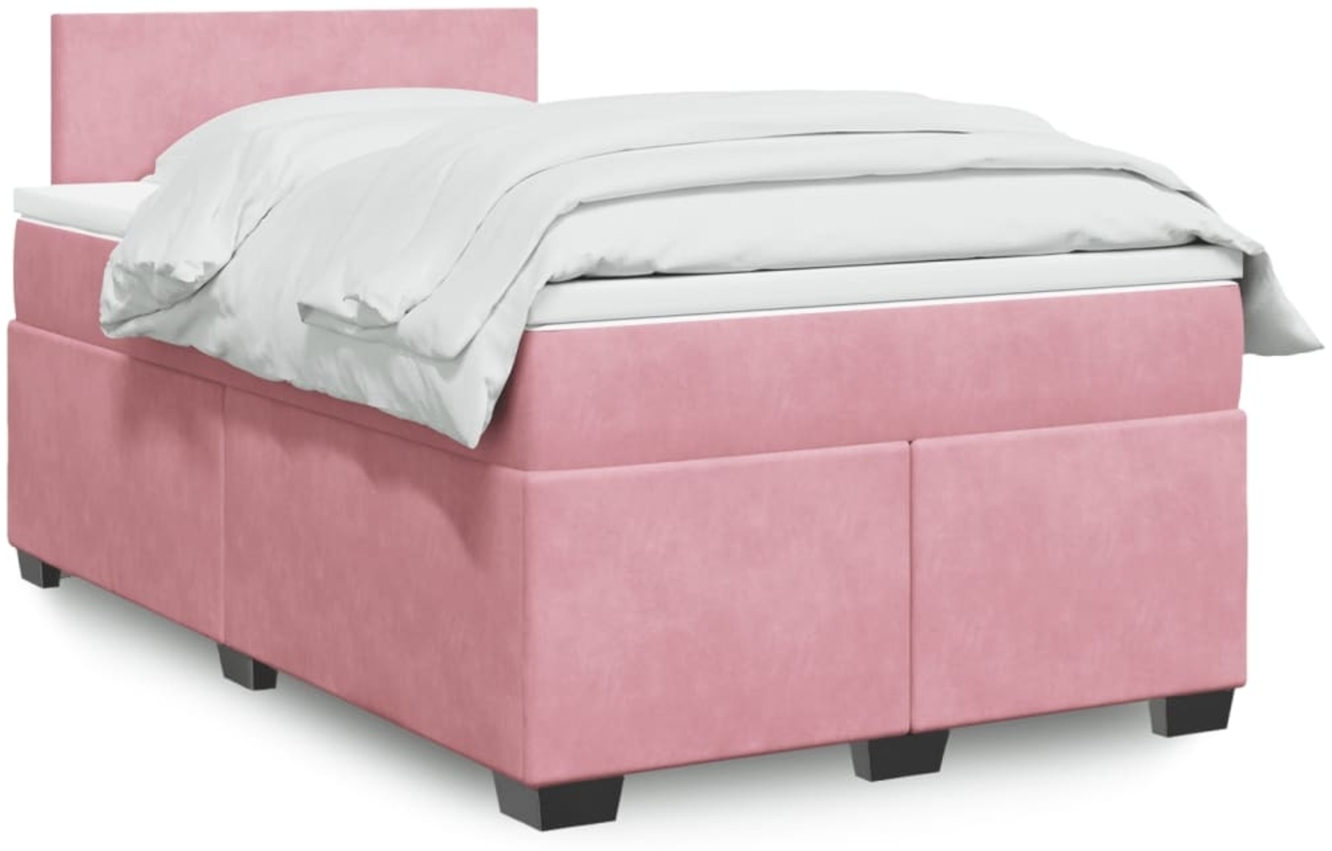 vidaXL Boxspringbett mit Matratze Rosa 120x190 cm Samt 3288557 Bild 1