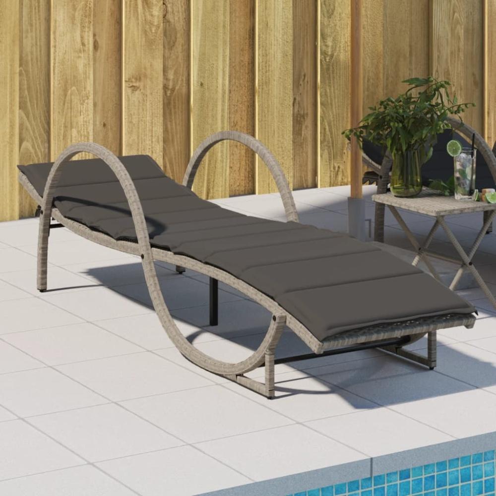 vidaXL Sonnenliege mit Auflage Hellgrau 60x199x42 cm Poly Rattan 368262 Bild 1