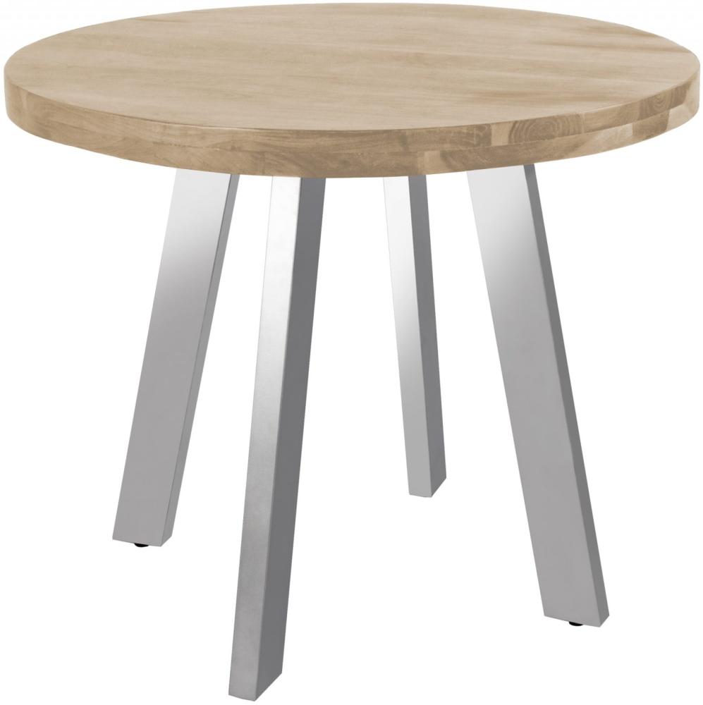 Esstisch rund Akazienholz natur massiv 80 cm silber SOPHIA 527835 Bild 1