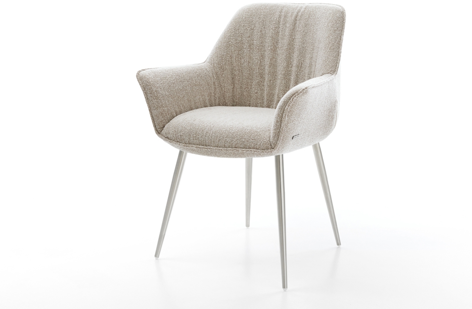 Esszimmerstuhl Keila-Flex mit Armlehnen Webstoff Soft Beige 4-Fuß konisch Edelstahl Bild 1