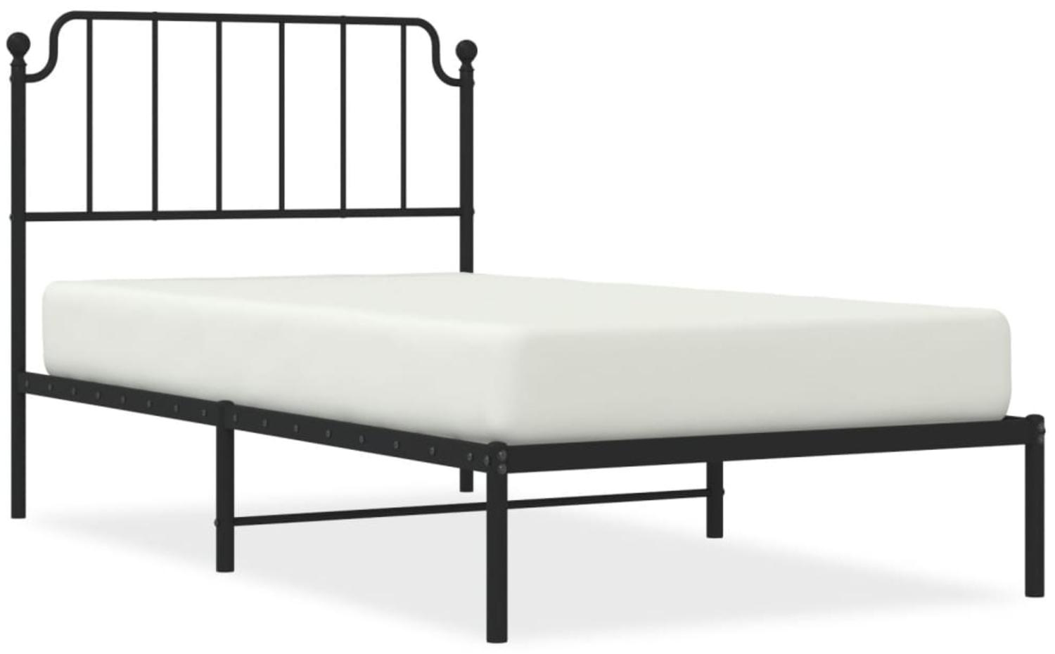 vidaXL Bettgestell mit Kopfteil, Metall, Schwarz, 100x190 cm Bild 1