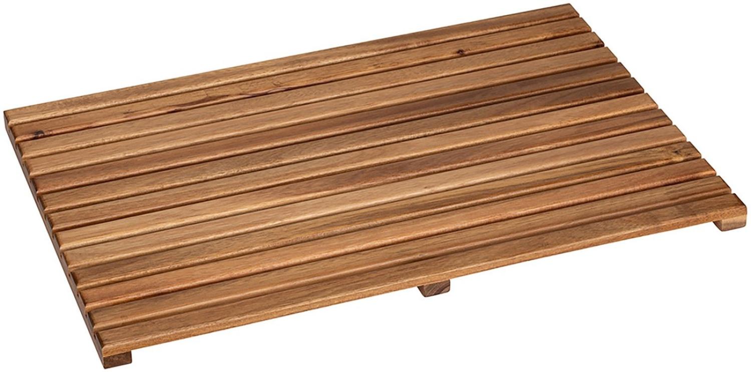 WENKO Duschmatte Modell Indoor & Outdoor, Höhe 2,5 mm, Holz, rechteckig, Duschrost aus Akazienholz, stabil, rutschhemmende Unterseite Bild 1