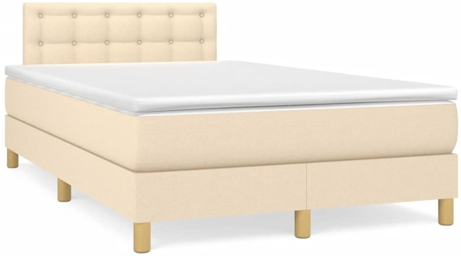 vidaXL Boxspringbett mit Matratze Creme 120x190 cm Stoff 3269805 Bild 1