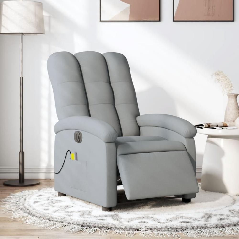 vidaXL Massagesessel Elektrisch Hellgrau Stoff 3204080 Bild 1