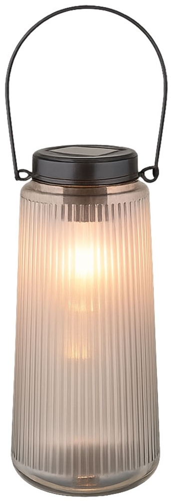 LED Solarleuchte, Laterne, Glas klar, H 25 cm Bild 1