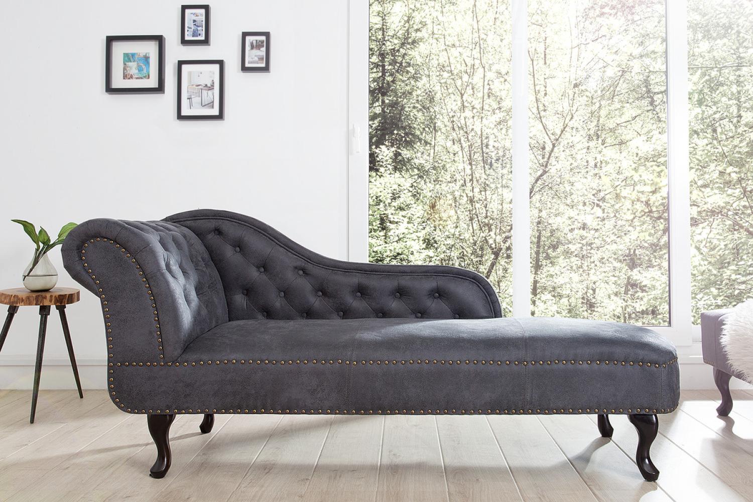 Chesterfield Recamiere / Chaiselongue Antikgrau aus dem Hause Casa Padrino - Wohnzimmer Chaiselongue Bild 1