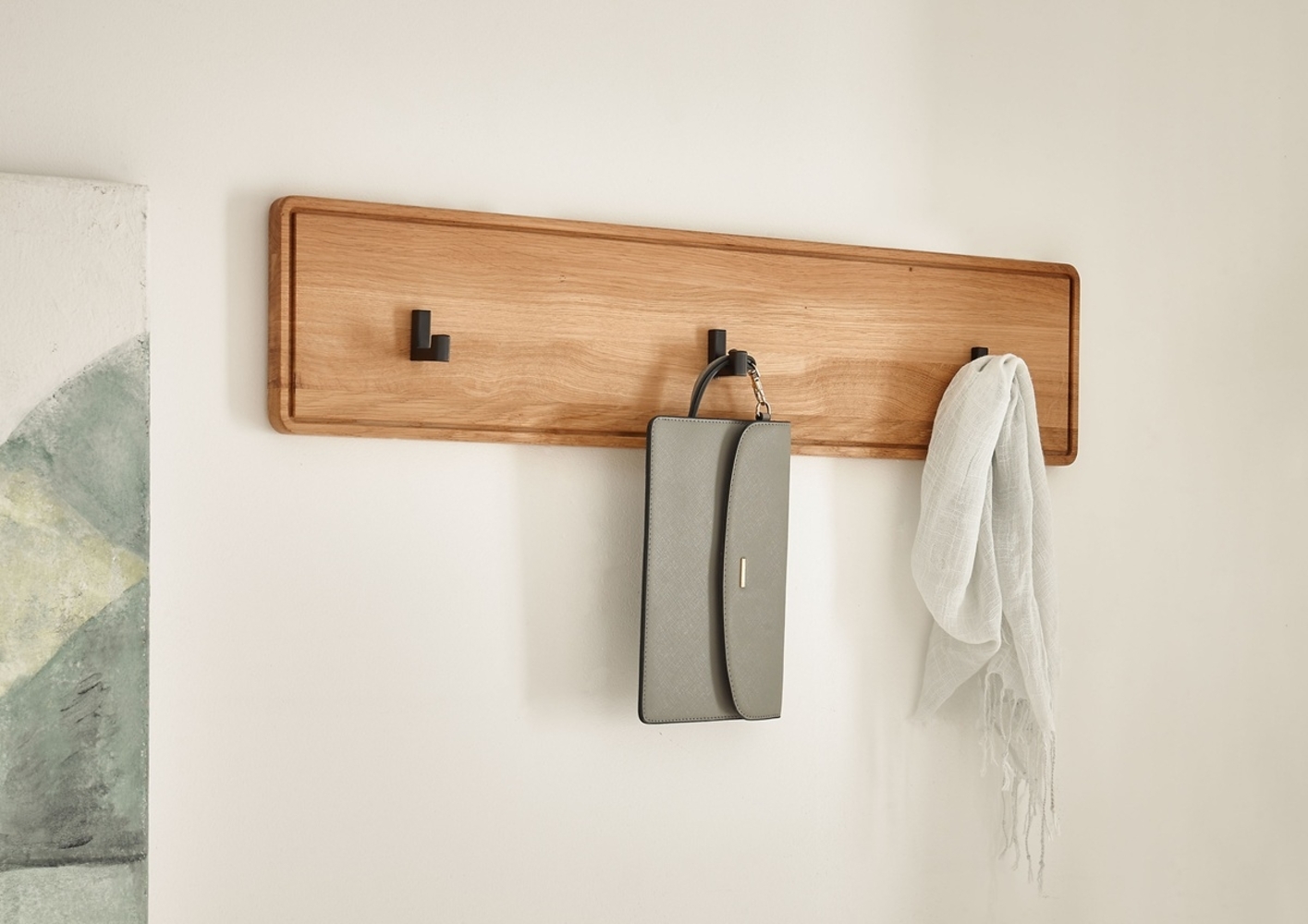 Garderobenleiste 80cm "Kent" Wildeiche massiv Bild 1