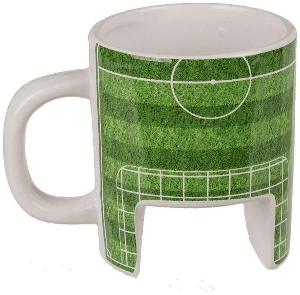 Kaffeetasse Fußballplatz ca. 12 x 9 cm mit Zubehör Fußball Tasse aus Steingut Bild 1