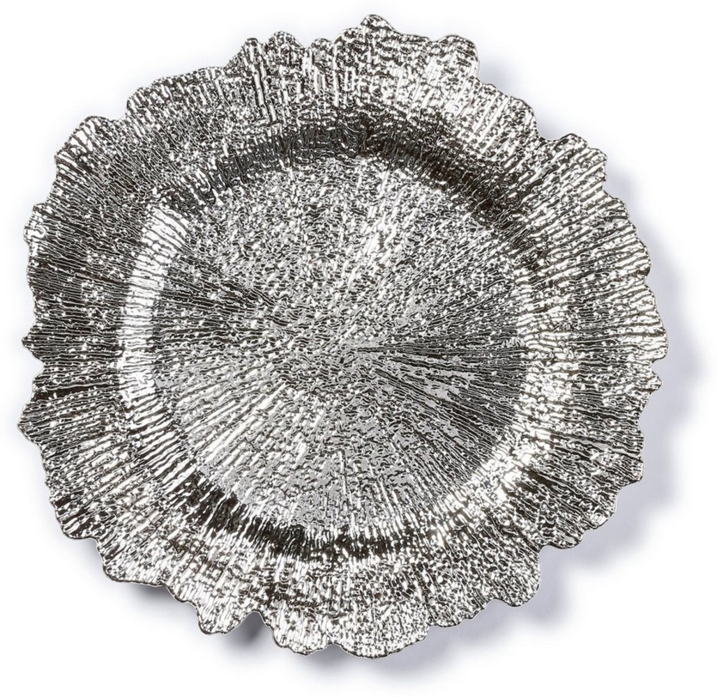 MAGIC by Inge Dekoteller, Dekoteller 33cm Kunststoff mit Rillen - Silber metallic Bild 1