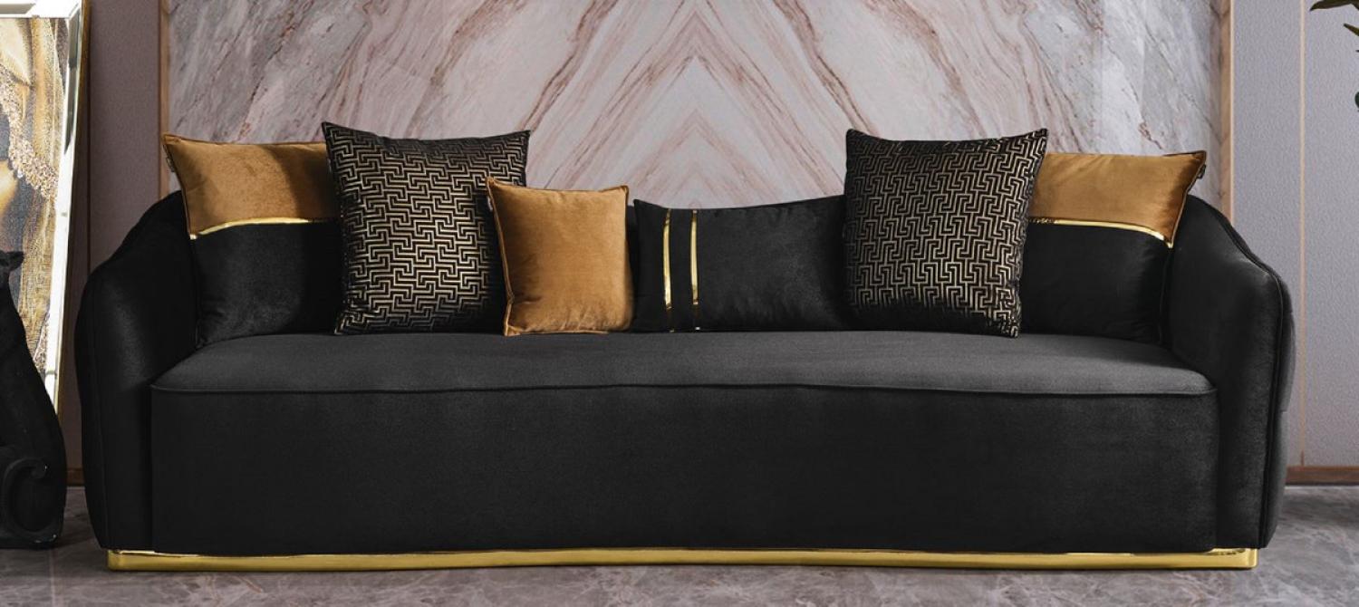 Casa Padrino Luxus Sofa Schwarz / Gold 240 x 100 x H. 80 cm - Wohnzimmer Sofa - Wohnzimmer Möbel - Luxus Möbel - Wohnzimmer Einrichtung - Luxus Einrichtung - Luxus Qualität Bild 1