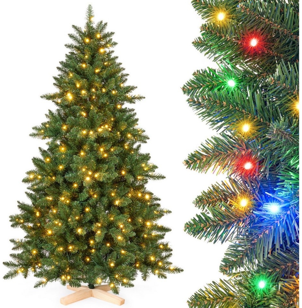 Yorbay Künstlicher Weihnachtsbaum mit LED-Beleuchtung 150/180/210 cm, Echtholz Baumständer Bild 1