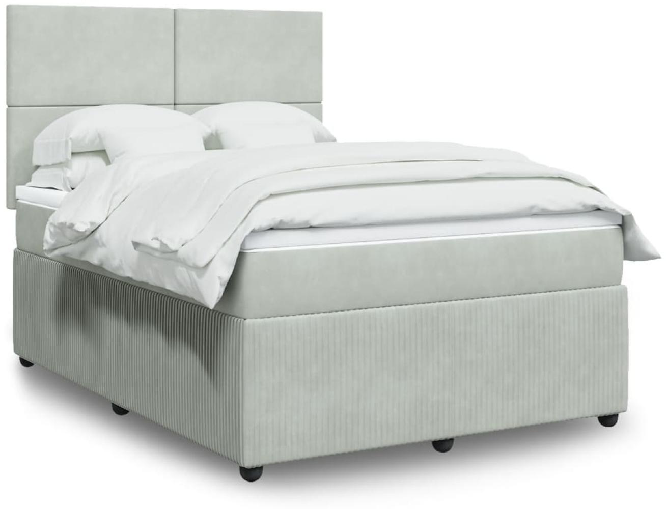 vidaXL Boxspringbett mit Matratze Hellgrau 140x190 cm Samt 3292328 Bild 1